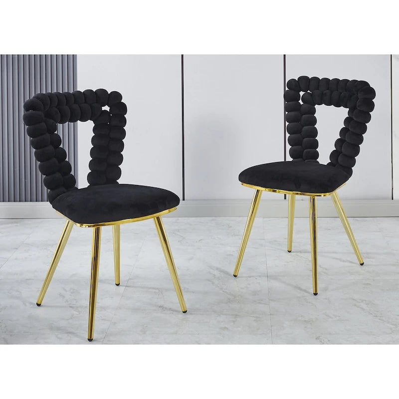 Gold & Black Modern Accent Chair, Set of 2