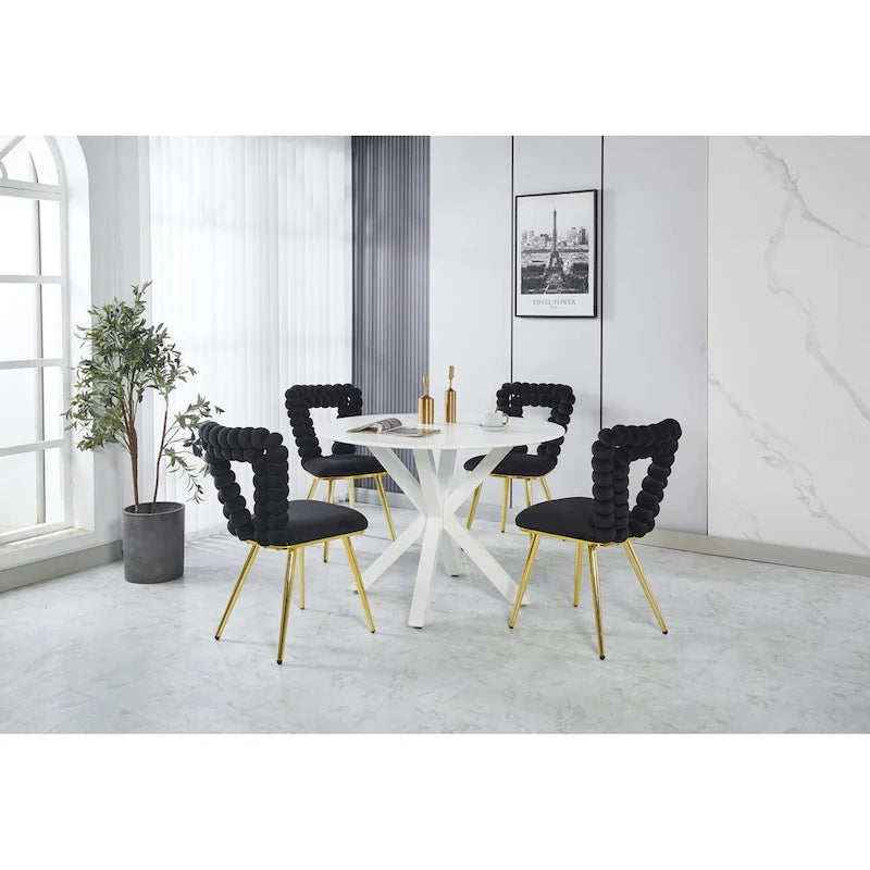 Gold & Black Modern Accent Chair, Set of 2