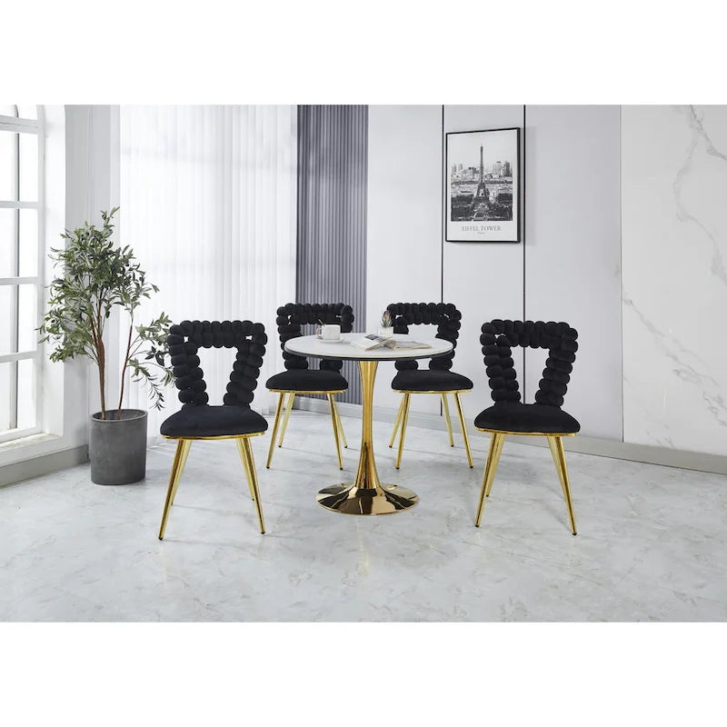 Gold & Black Modern Accent Chair, Set of 2