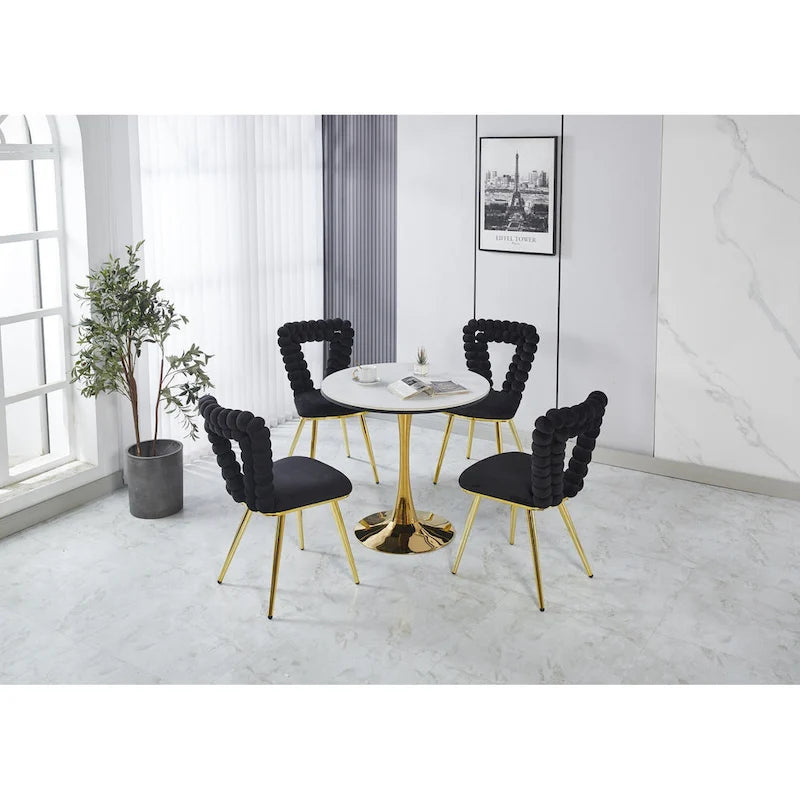 Gold & Black Modern Accent Chair, Set of 2