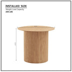 Oak Round Fluted Side Table, 1-Person Use, 17.71" Diameter