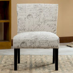 Taupe & Cream Script Fabric Accent Chair, Single Seat, Espresso Wood Legs