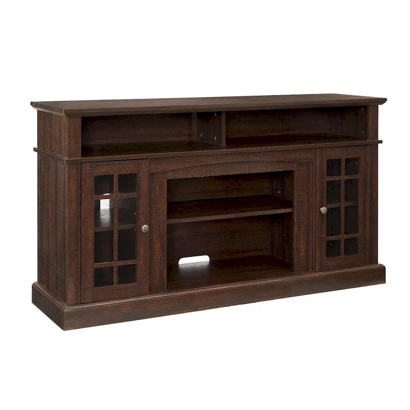 Espresso Brown, Classic Style, TV Stand with Open & Closed Storage, Fits up to 65" TV, 1-Person Assembly
