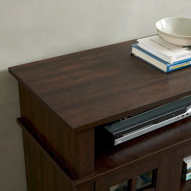 Espresso Brown, Classic Style, TV Stand with Open & Closed Storage, Fits up to 65" TV, 1-Person Assembly