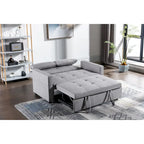 Light Grey, 3-in-1 Linen Loveseat Sofa Bed, 2-Person