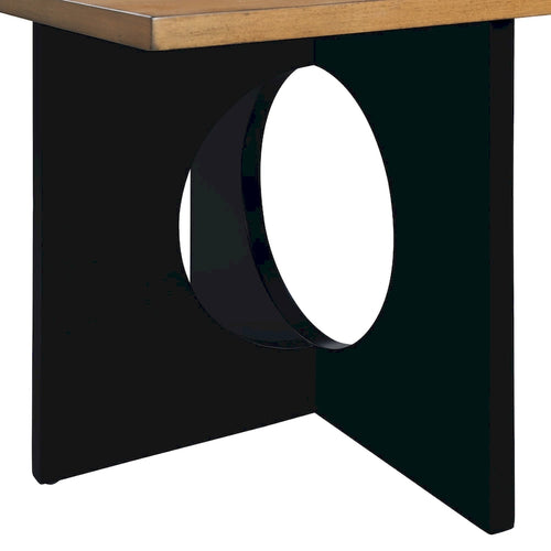 47" Rectangular Coffee Table, Black / Light Espresso, MDF & Tempered Glass Top