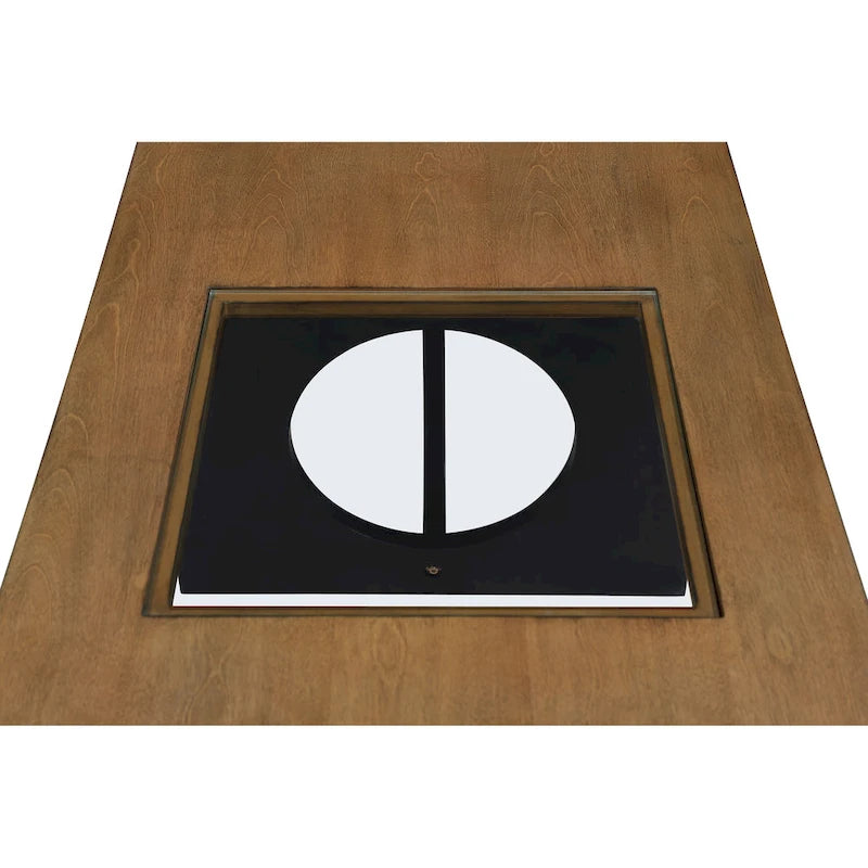 47" Rectangular Coffee Table, Black / Light Espresso, MDF & Tempered Glass Top