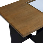 47" Rectangular Coffee Table, Black / Light Espresso, MDF & Tempered Glass Top