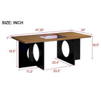 47" Rectangular Coffee Table, Black / Light Espresso, MDF & Tempered Glass Top