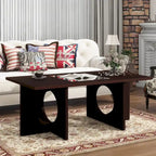47" Rectangular Coffee Table, Black / Light Espresso, MDF & Tempered Glass Top