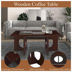 47" Rectangular Coffee Table, Black / Light Espresso, MDF & Tempered Glass Top