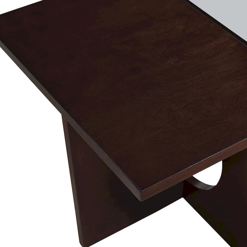 47" Rectangular Coffee Table, Black / Light Espresso, MDF & Tempered Glass Top