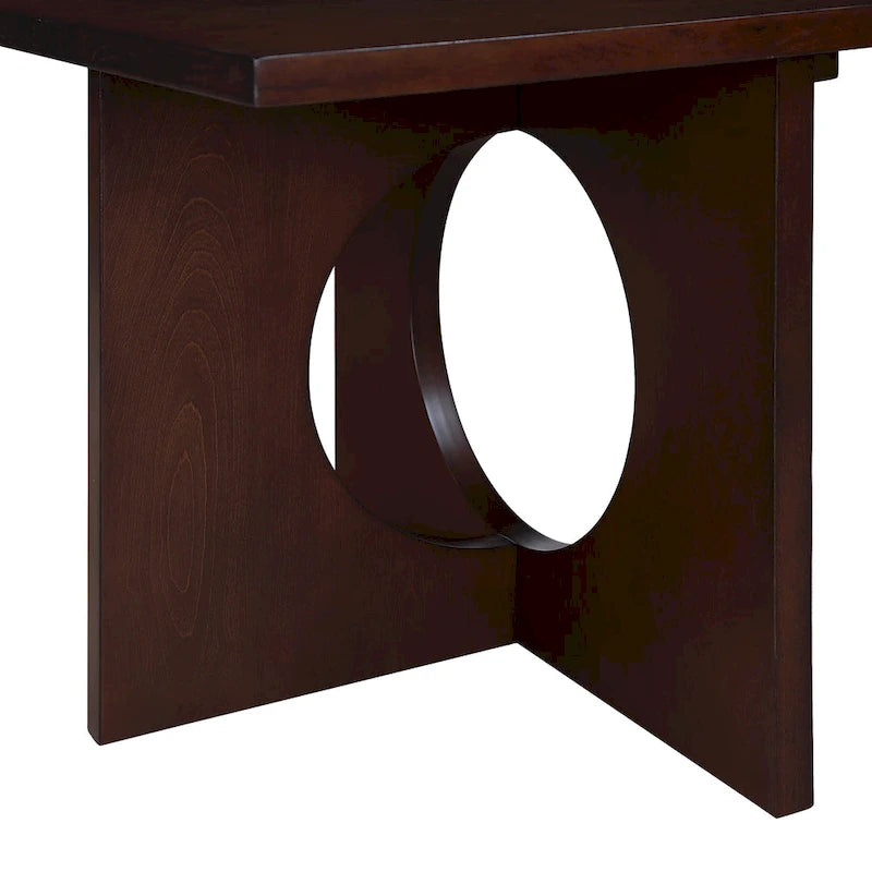 47" Rectangular Coffee Table, Black / Light Espresso, MDF & Tempered Glass Top