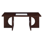47" Rectangular Coffee Table, Black / Light Espresso, MDF & Tempered Glass Top