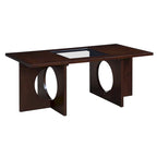 47" Rectangular Coffee Table, Black / Light Espresso, MDF & Tempered Glass Top