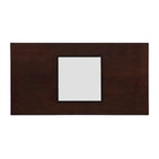 47" Rectangular Coffee Table, Black / Light Espresso, MDF & Tempered Glass Top
