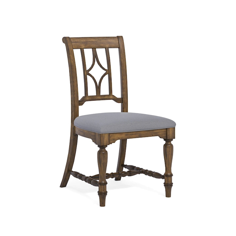 Gray Cottage Upholstered Dining Chair, Open Back, Single