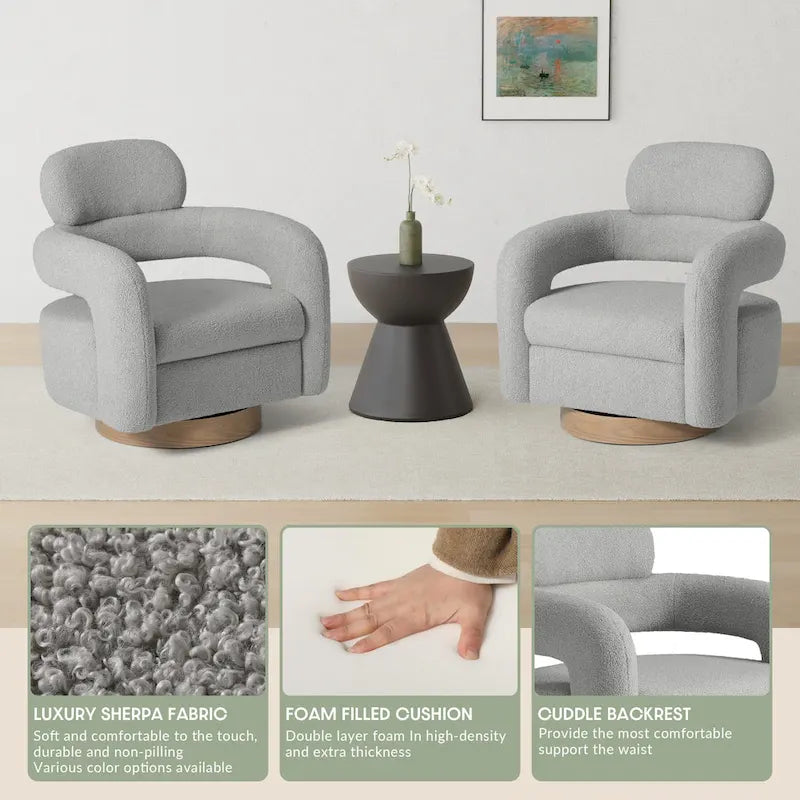 Sherpa Swivel Barrel Chair, Set of 2 – Available in 8 Colors