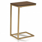 Dark Brown Wood & Steel End Table, Rectangle, 1-Person Use