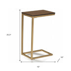 Dark Brown Wood & Steel End Table, Rectangle, 1-Person Use
