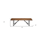 Brown & Black Solid Wood Dining Bench, 2-Seat, 55"