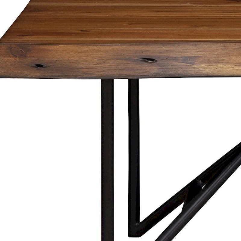Brown & Black Solid Wood Dining Bench, 2-Seat, 55"
