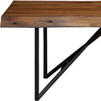 Brown & Black Solid Wood Dining Bench, 2-Seat, 55"