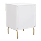 Walnut & White 2-Drawer Nightstand with Gold Pulls, Single