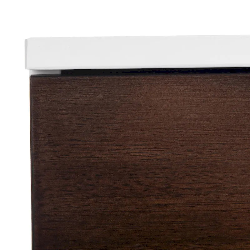 Walnut & White 2-Drawer Nightstand with Gold Pulls, Single