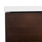 Walnut & White 2-Drawer Nightstand with Gold Pulls, Single
