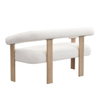 Green/Brown Round Armrest Upholstered Loveseat, 2-Seat, Rubberwood Frame