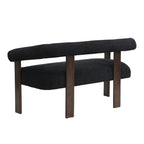 Green/Brown Round Armrest Upholstered Loveseat, 2-Seat, Rubberwood Frame