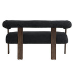 Green/Brown Round Armrest Upholstered Loveseat, 2-Seat, Rubberwood Frame