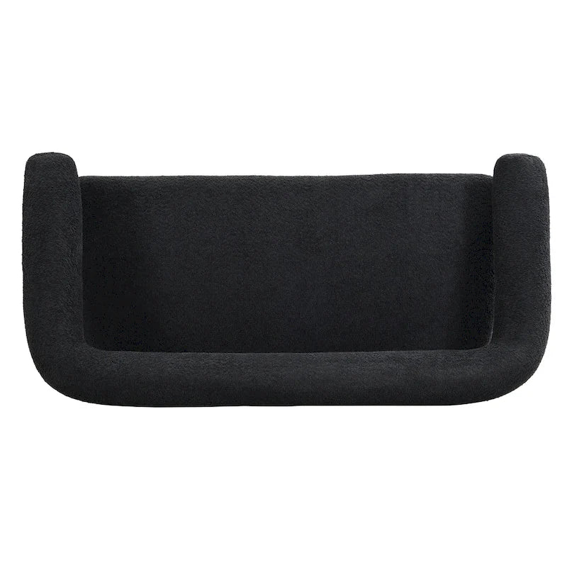 Green/Brown Round Armrest Upholstered Loveseat, 2-Seat, Rubberwood Frame