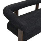 Green/Brown Round Armrest Upholstered Loveseat, 2-Seat, Rubberwood Frame
