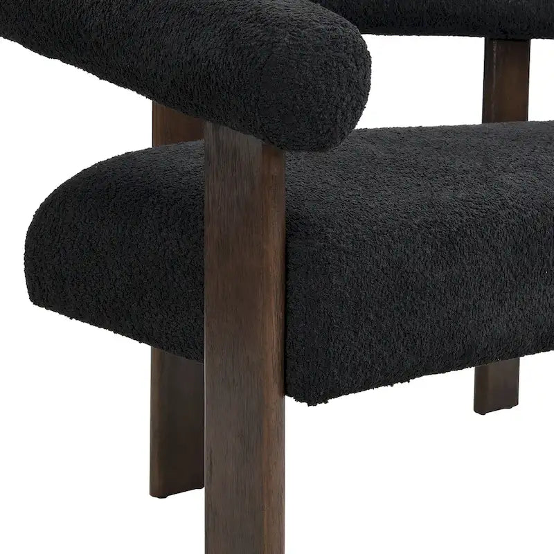 Green/Brown Round Armrest Upholstered Loveseat, 2-Seat, Rubberwood Frame