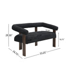 Green/Brown Round Armrest Upholstered Loveseat, 2-Seat, Rubberwood Frame