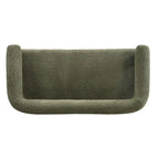 Green/Brown Round Armrest Upholstered Loveseat, 2-Seat, Rubberwood Frame
