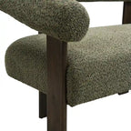 Green/Brown Round Armrest Upholstered Loveseat, 2-Seat, Rubberwood Frame