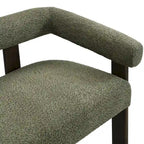 Green/Brown Round Armrest Upholstered Loveseat, 2-Seat, Rubberwood Frame