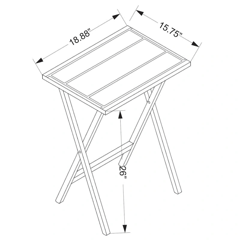 Grey Folding Tray Table Set, Plank-Style, 4-Person Use