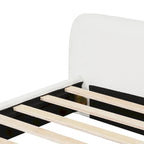White Boucle Upholstered Platform Bed with Headboard, Queen, 1-Person