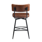Brown Retro Swivel Counter Stool, Set of 2, PU Leather, Iron Frame