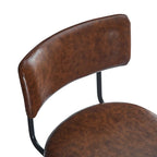 Brown Retro Swivel Counter Stool, Set of 2, PU Leather, Iron Frame
