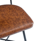 Brown Retro Swivel Counter Stool, Set of 2, PU Leather, Iron Frame