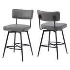 Brown Retro Swivel Counter Stool, Set of 2, PU Leather, Iron Frame