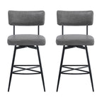 Brown Retro Swivel Counter Stool, Set of 2, PU Leather, Iron Frame