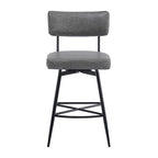 Brown Retro Swivel Counter Stool, Set of 2, PU Leather, Iron Frame