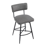 Brown Retro Swivel Counter Stool, Set of 2, PU Leather, Iron Frame