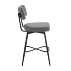 Brown Retro Swivel Counter Stool, Set of 2, PU Leather, Iron Frame
